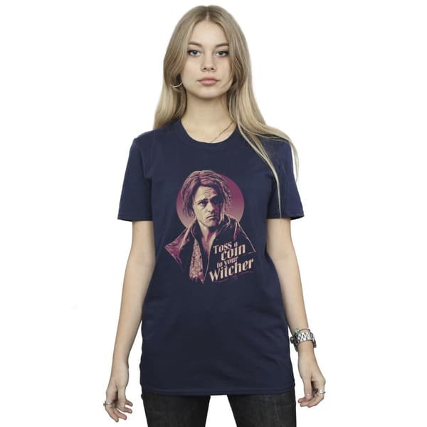 Netflix Dam/Tjej The Witcher Bard Toss A Coin Bomull Boyfriend T-shirt