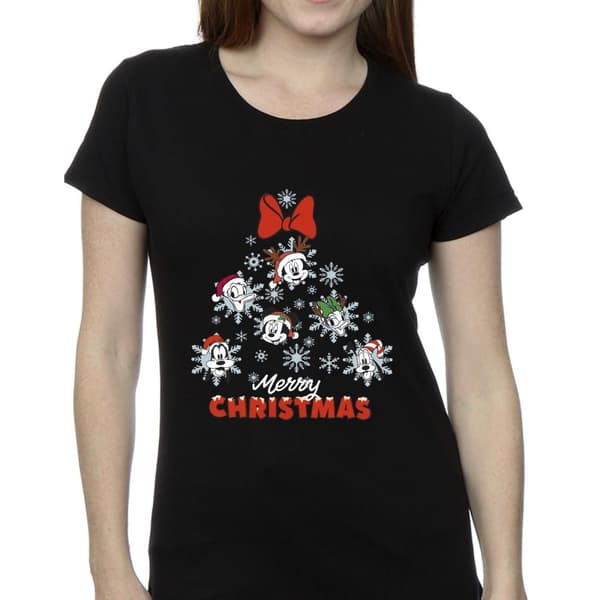 Disney Womens/Ladies Mickey Mouse And Friends Christmas Tree Cotton T-Shirt