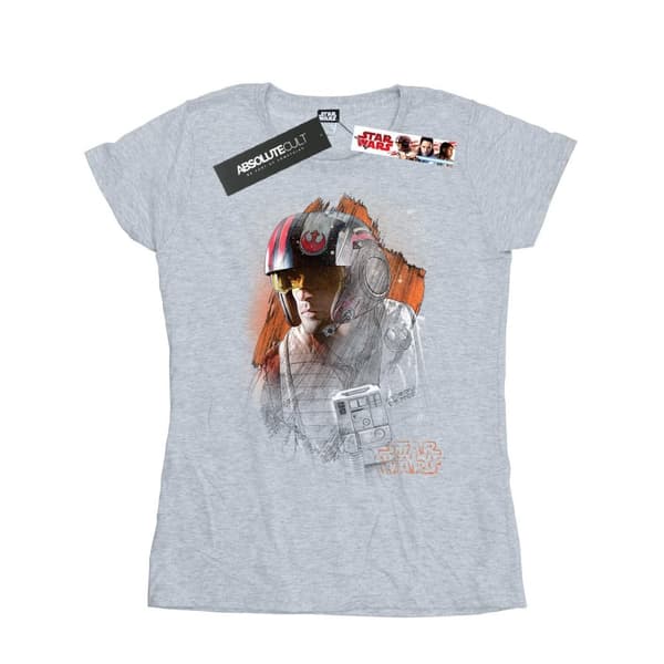 Star Wars Womens/Ladies The Last Jedi Poe Dameron Brushed Cotton T-Shirt