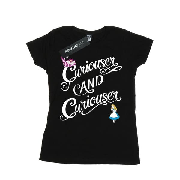 Disney Dam/Tjej - Alice i underlandet - Curiouser - Boyfriend-t-shirt i bomull Black S
