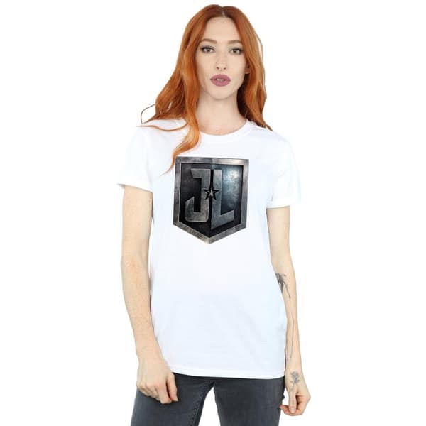 DC Comics Womens/Ladies Justice League Movie Shield Cotton Boyfriend T-Shirt