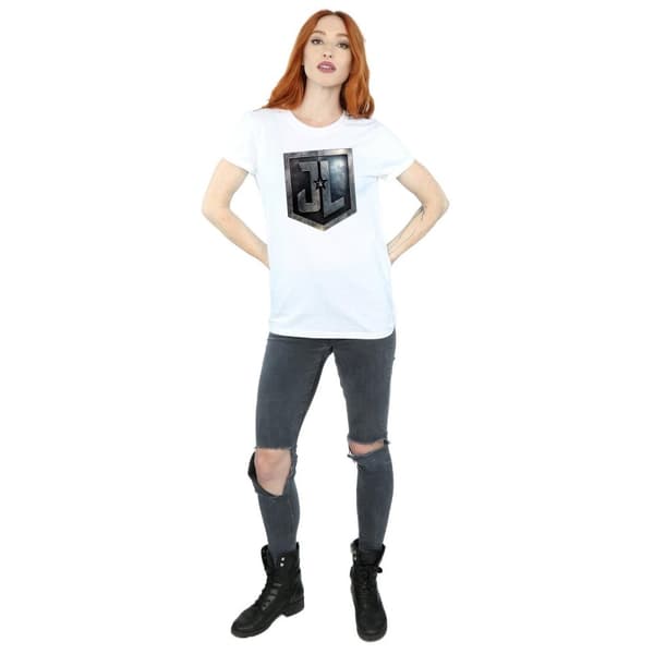 DC Comics Womens/Ladies Justice League Movie Shield Cotton Boyfriend T-Shirt