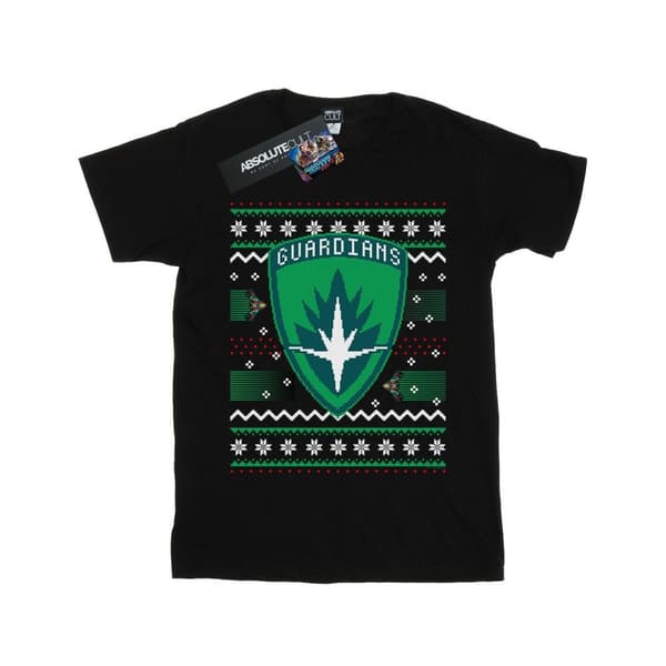 Marvel Womens/Ladies Guardians Of The Galaxy Fair Isle Cotton Boyfriend T-Shirt Black XL