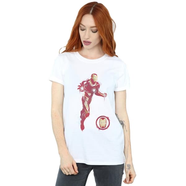 Marvel Womens/Ladies Avengers Endgame Painted Iron Man Cotton Boyfriend T-Shirt