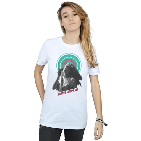 Janis Joplin Dam/Halo - Boyfriend-t-shirt i bomull med foto