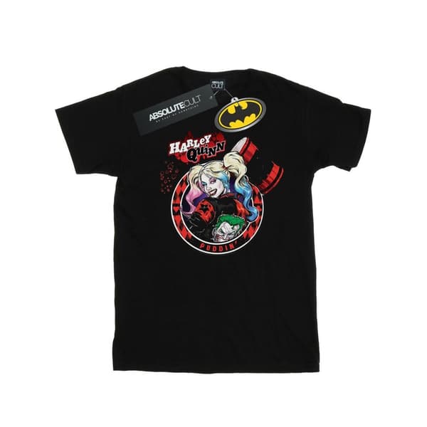 DC Comics Girls Harley Quinn Joker Patch Cotton T-Shirt Black 9-11 Years