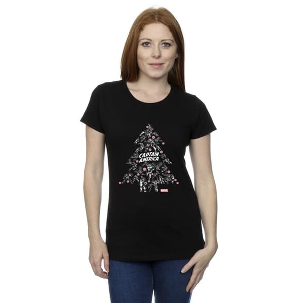 Marvel Womens/Ladies Captain America Christmas Tree Cotton T-Shirt