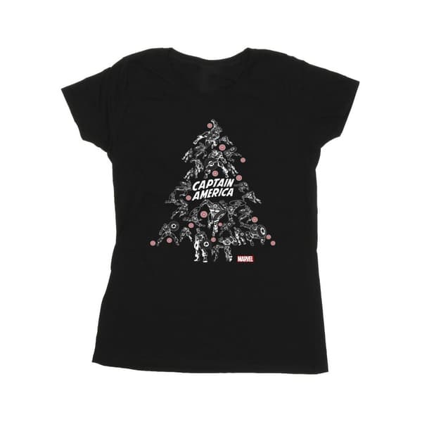 Marvel Womens/Ladies Captain America Christmas Tree Cotton T-Shirt