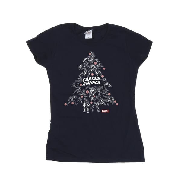 Marvel Womens/Ladies Captain America Christmas Tree Cotton T-Shirt