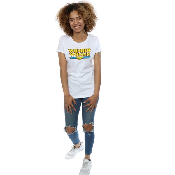 DC Comics Womens/Ladies Wonder Woman Text Logo Cotton T-Shirt