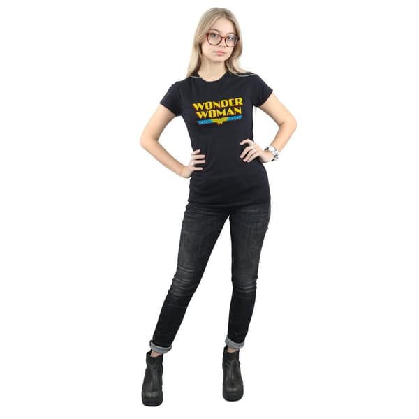 DC Comics Womens/Ladies Wonder Woman Text Logo Cotton T-Shirt