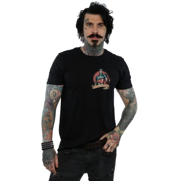 Marvel T-shirt med brösttryck och tatuering från Captain America