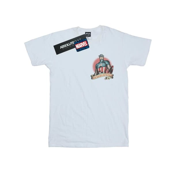 Marvel T-shirt med brösttryck och tatuering från Captain America White 3XL