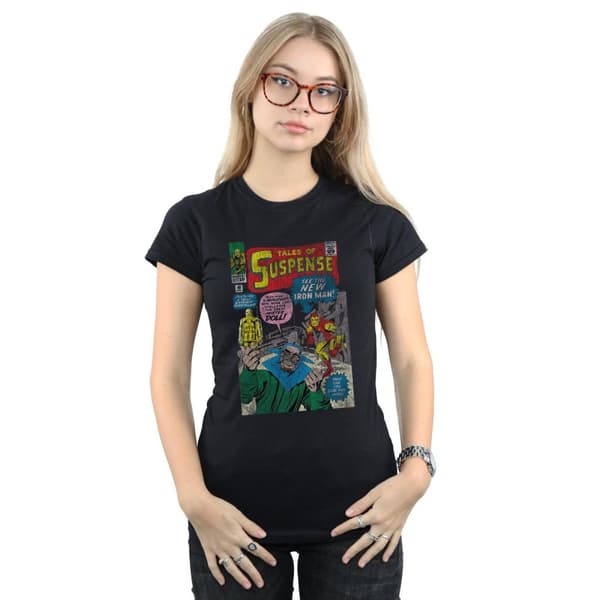 Marvel Womens/Ladies Iron Man Distressed Suspense Cover Cotton T-Shirt