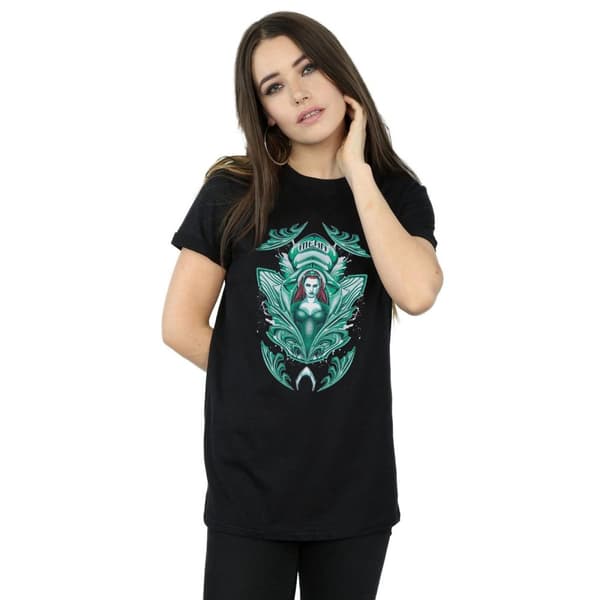 DC Comics Dam/Tjej Aquaman Mera Crest Boyfriend T-shirt i bomull