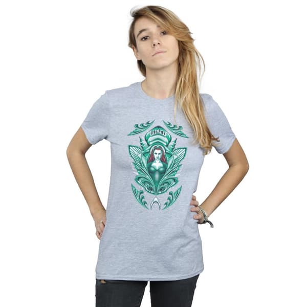 DC Comics Dam/Tjej Aquaman Mera Crest Boyfriend T-shirt i bomull