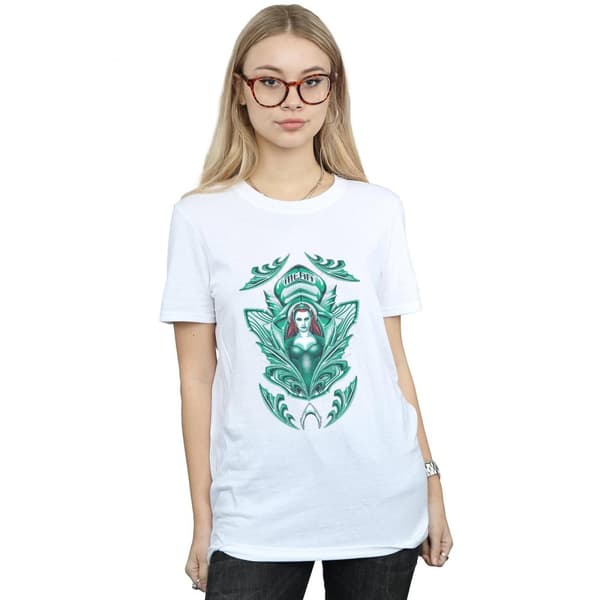 DC Comics Dam/Tjej Aquaman Mera Crest Boyfriend T-shirt i bomull