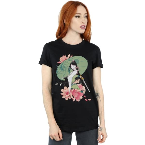 Disney Dam/Lady Mulan Magnolia Collage Boyfriend T-shirt i bomull