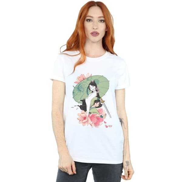 Disney Dam/Lady Mulan Magnolia Collage Boyfriend T-shirt i bomull