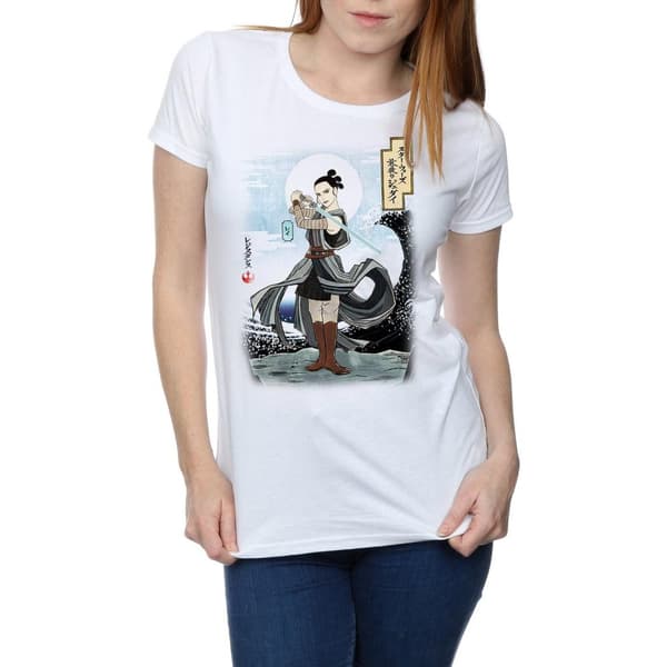 Star Wars Womens/Ladies The Last Jedi Japanese Rey Cotton T-Shirt