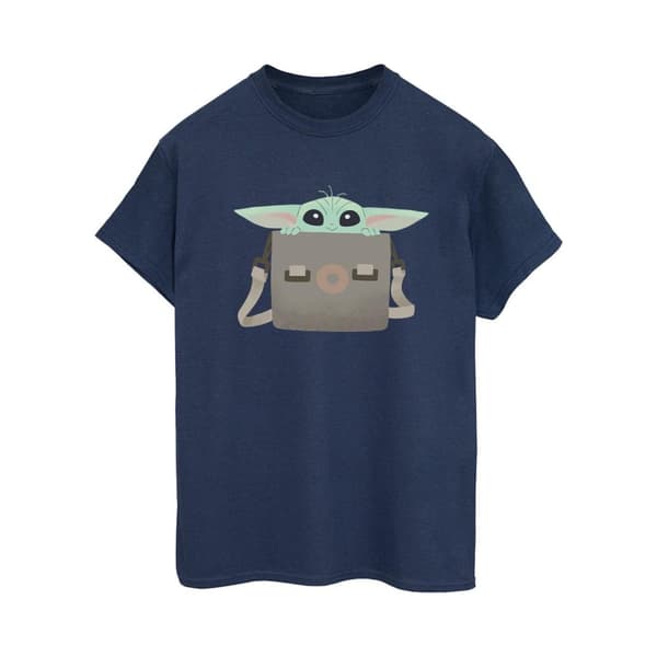Star Wars Dam/Tjej The Mandalorian Grogu Luggage Boyfriend T-shirt i bomull