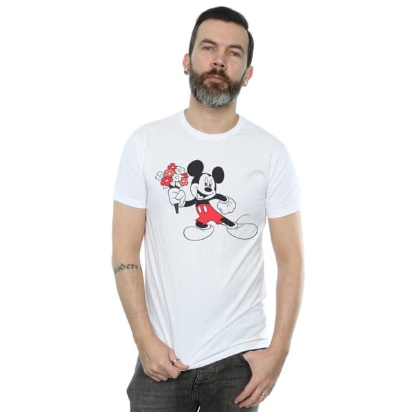 Disney Mens Mickey Mouse Flowers T-Shirt