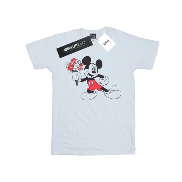 Disney Mens Mickey Mouse Flowers T-Shirt White 4XL