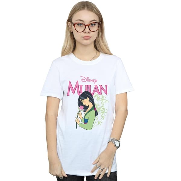Disney Dam/Tjej Mulan Rosa Magnolia Bomull Boyfriend T-shirt