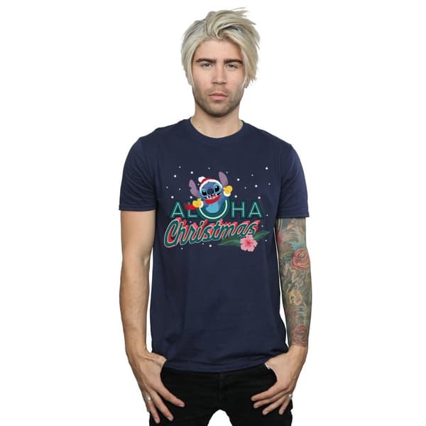 Disney Lilo And Stitch Aloha jul t-shirt för herrar