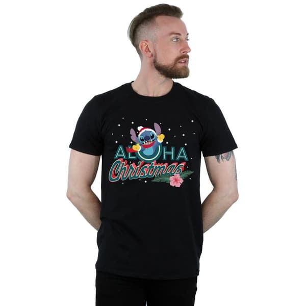 Disney Lilo And Stitch Aloha jul t-shirt för herrar