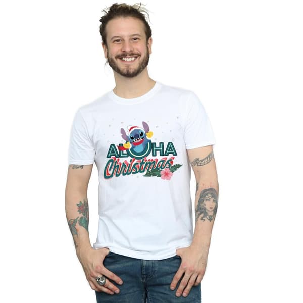 Disney Lilo And Stitch Aloha jul t-shirt för herrar