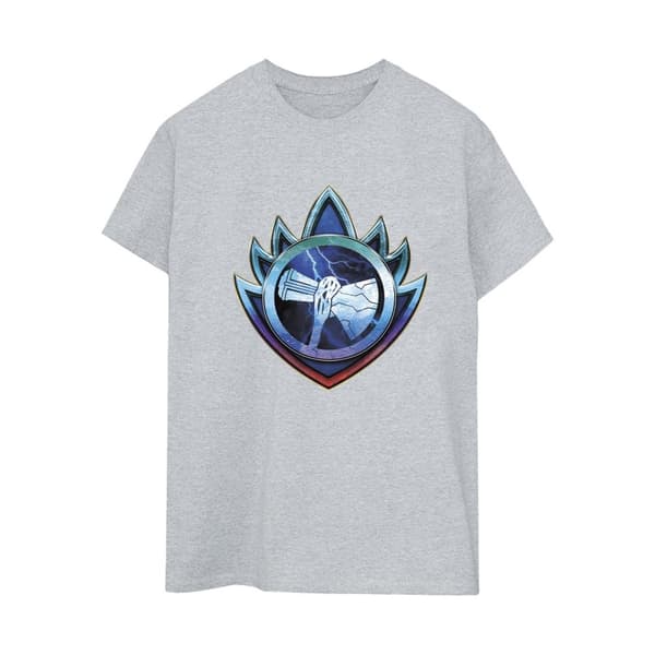 Marvel Womens/Ladies Thor Love And Thunder Stormbreaker Crest Cotton Boyfriend T-Shirt Sports Grey XL