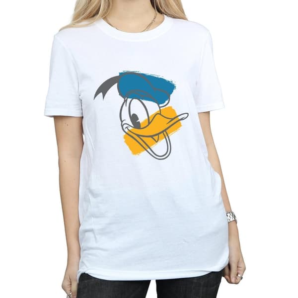Disney Dam/kvinnor Donald Duck Head Boyfriend T-shirt i bomull
