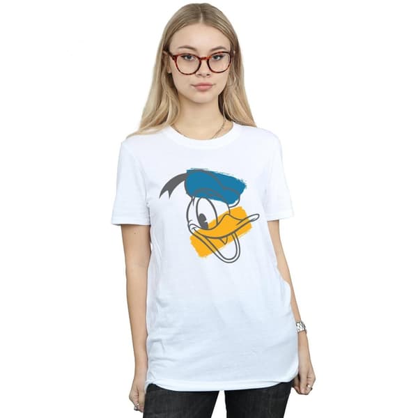 Disney Dam/kvinnor Donald Duck Head Boyfriend T-shirt i bomull