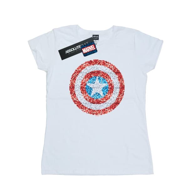 Marvel Womens/Ladies Captain America Pixelated Shield Cotton T-Shirt