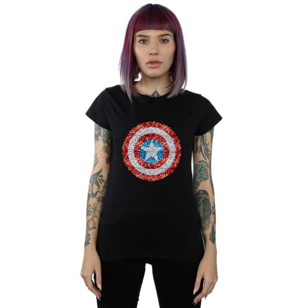 Marvel Womens/Ladies Captain America Pixelated Shield Cotton T-Shirt