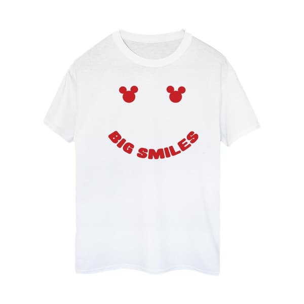 Disney Womens/Ladies Mickey Mouse Big Smile Cotton Boyfriend T-Shirt