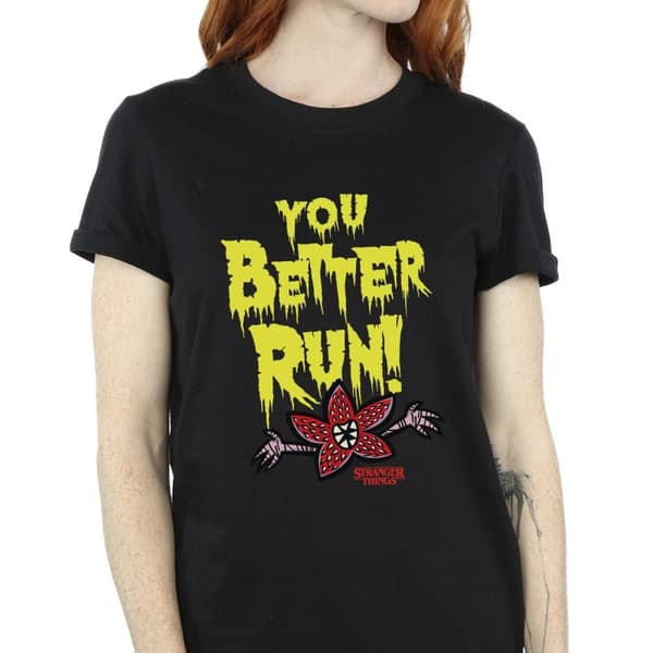 Netflix Dam/kvinnor Stranger Things You Better Run Boyfriend T-shirt i bomull