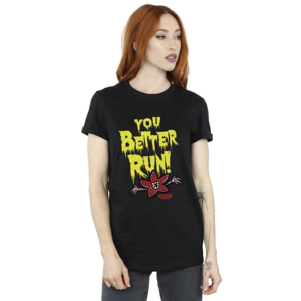 Netflix Dam/kvinnor Stranger Things You Better Run Boyfriend T-shirt i bomull