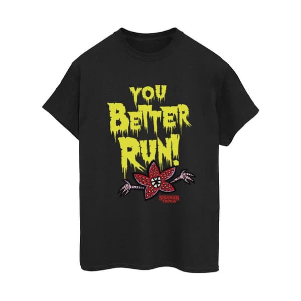 Netflix Dam/kvinnor Stranger Things You Better Run Boyfriend T-shirt i bomull