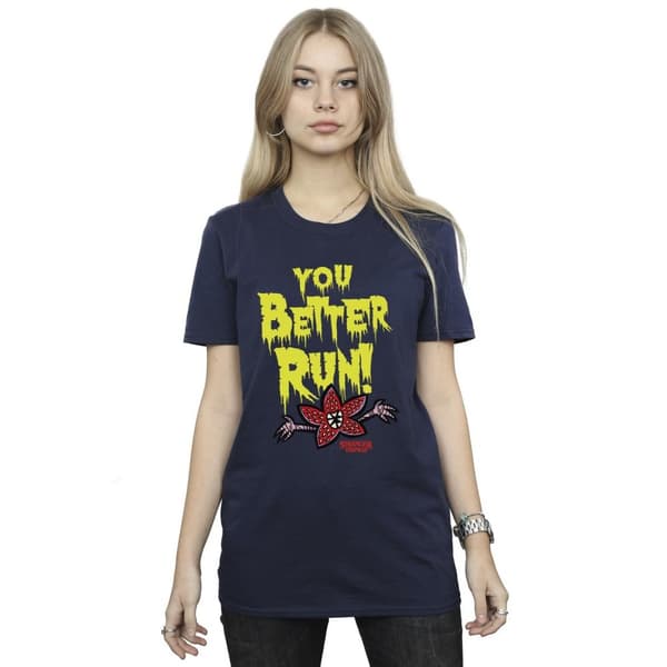 Netflix Dam/kvinnor Stranger Things You Better Run Boyfriend T-shirt i bomull