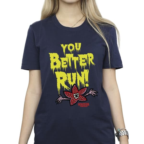 Netflix Dam/kvinnor Stranger Things You Better Run Boyfriend T-shirt i bomull