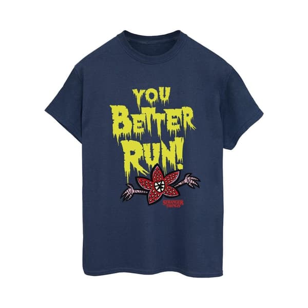 Netflix Dam/kvinnor Stranger Things You Better Run Boyfriend T-shirt i bomull