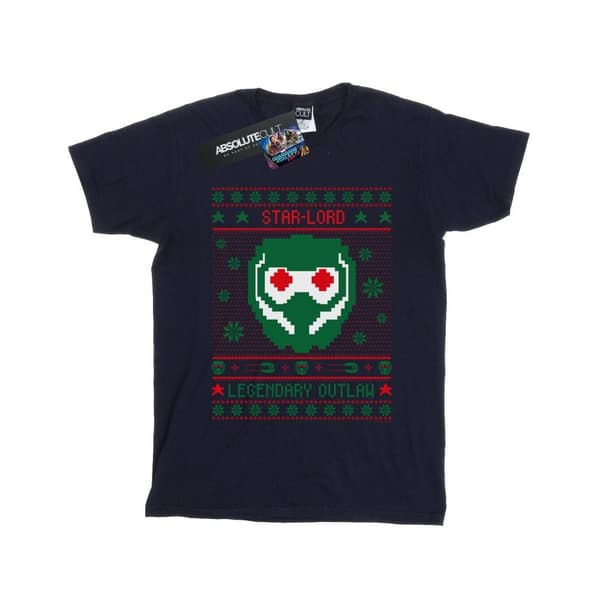 Marvel Womens/Ladies Guardians Of The Galaxy Vol. 2 Star Lord Fair Isle Cotton Boyfriend T-Shirt