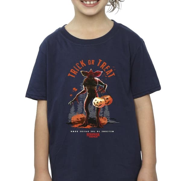 Netflix Stranger Things Trick Or Treat Demagorgon bomulls-T-shirt för flickor