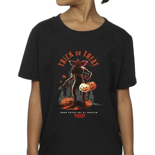 Netflix Stranger Things Trick Or Treat Demagorgon bomulls-T-shirt för flickor