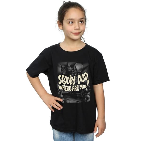 Scooby Doo T-shirt i bomull med skrämmande slott för flickor