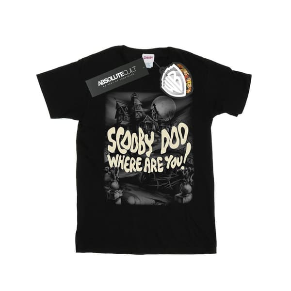 Scooby Doo T-shirt i bomull med skrämmande slott för flickor Black 5-6 Years