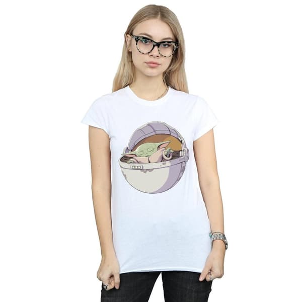 Star Wars Womens/Ladies The Mandalorian Sleeping Child Cotton T-Shirt