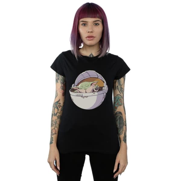 Star Wars Womens/Ladies The Mandalorian Sleeping Child Cotton T-Shirt